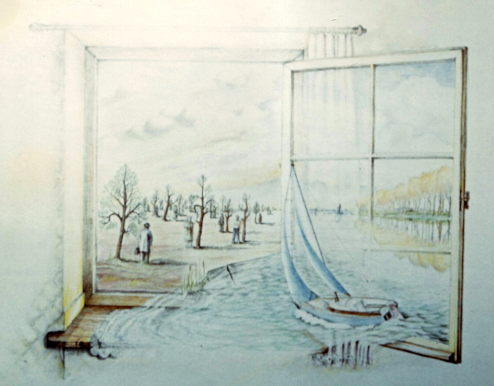 D82 Das Fenster, Farbstift,,1982