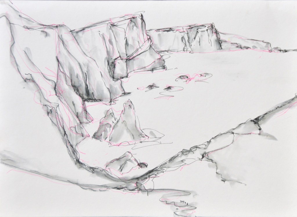 D93 Ponta de Sao Lourenco, Madeira - Feder laviert, 23 x 30 cm, 1993