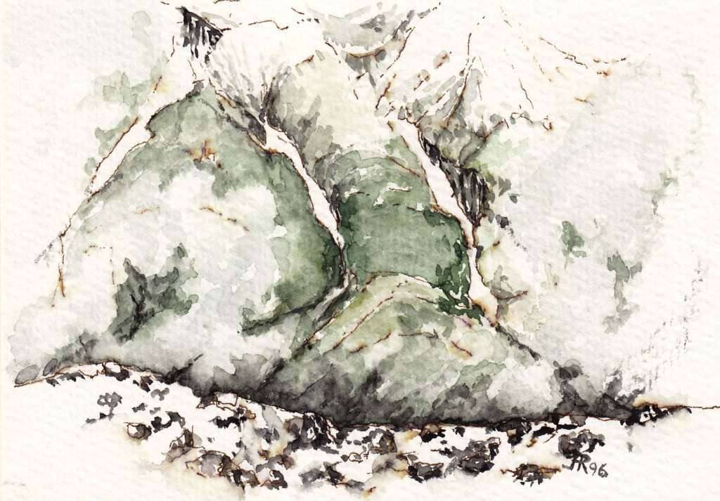 D96 Allguer Alpen 2, Feder laviert, 10x15, 1996