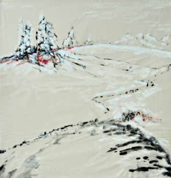W06 Schneelandschaft-Pinselzei+Acryl,48x46,2006