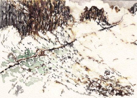 W96 Allguer Alpen 1, Feder laviert, 10x15,1996