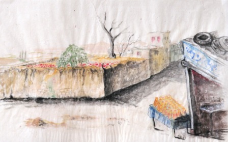 WIran - Dorf im Zagros, Guache, 30 x 50 cm, 2005