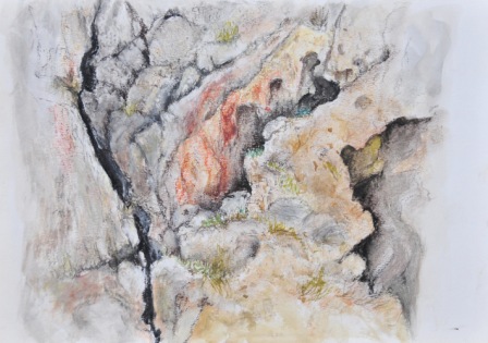 WKreta, Felsstudie - Pastell, 20 x 30 cm, 1994