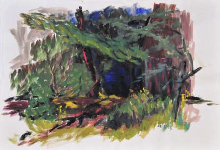 WWald bei Schleching , Guache, 32,5x46,1993